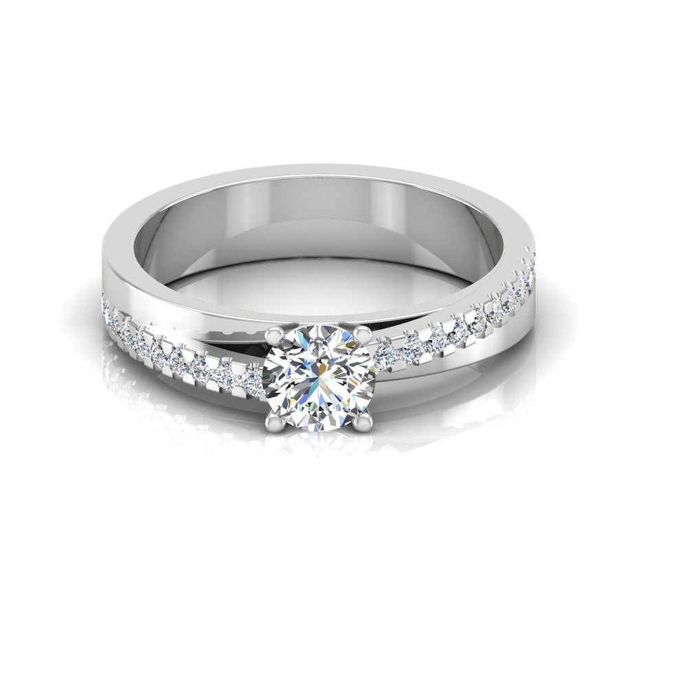 Double Layer Brilliant Cut Moissanite Engagement Ring front