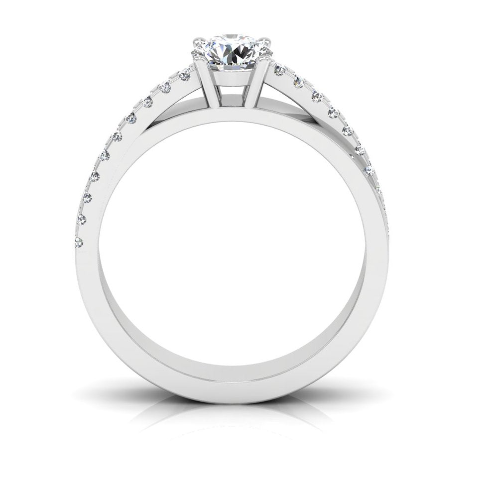 Double Layer Brilliant Cut Moissanite Engagement Ring side