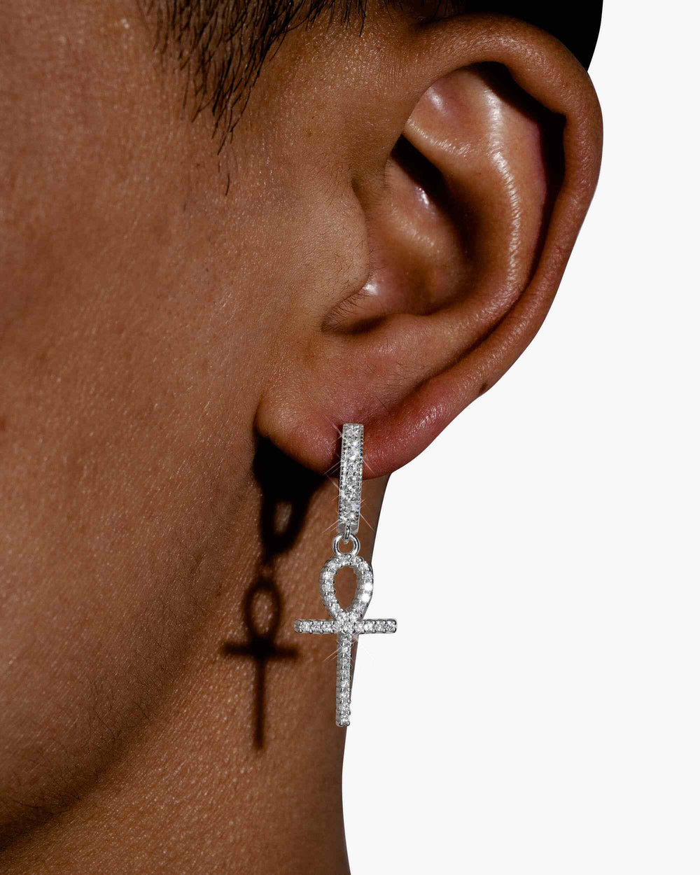 drop ankh moissanite earrings 14k gold icecartel model