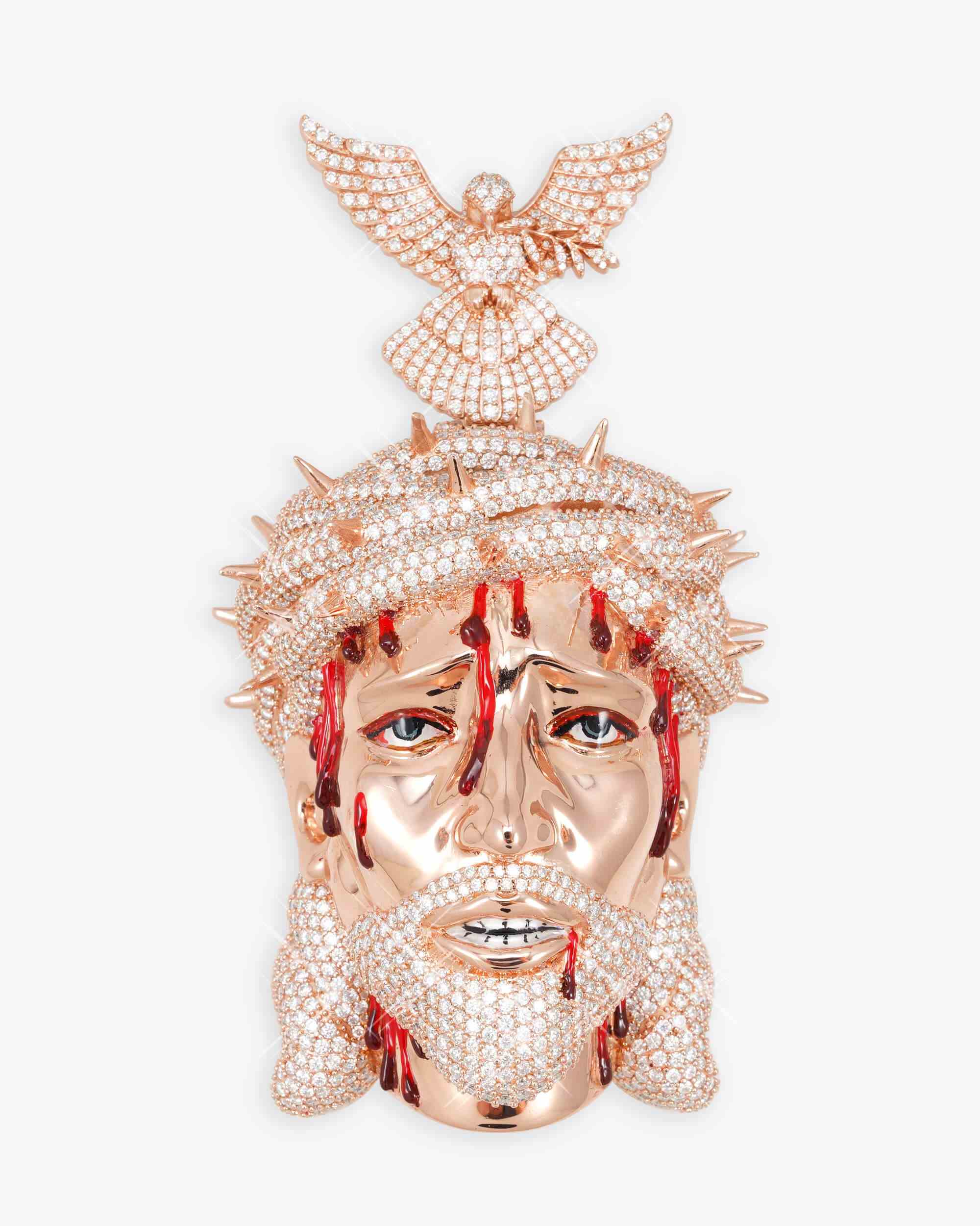 10K Gold Moissanite Jesus Pendant with Red Enamel - IceCartel™