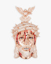 Enamel Moissanite Jesus Pendant 14K Gold - Rose Gold