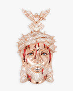 Enamel Moissanite Jesus Pendant 14K Gold - Rose Gold