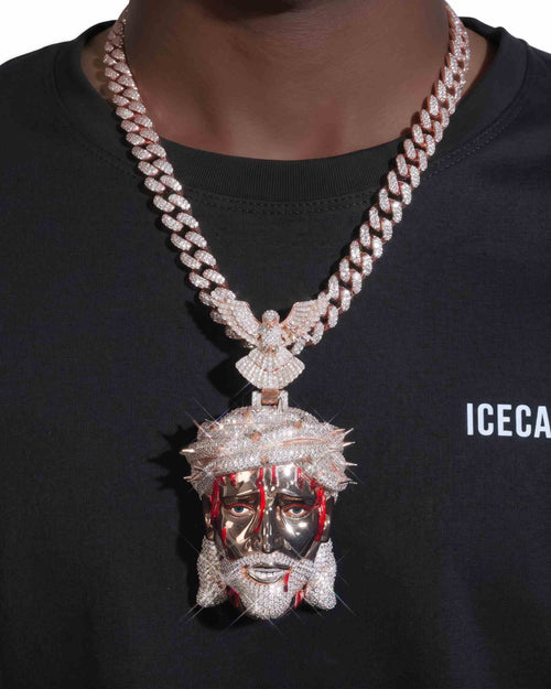 enamel moissanite jesus pendant 14k rose gold icecartel model2