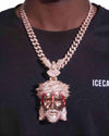 Enamel Moissanite Jesus Pendant 14K Gold - Rose Gold