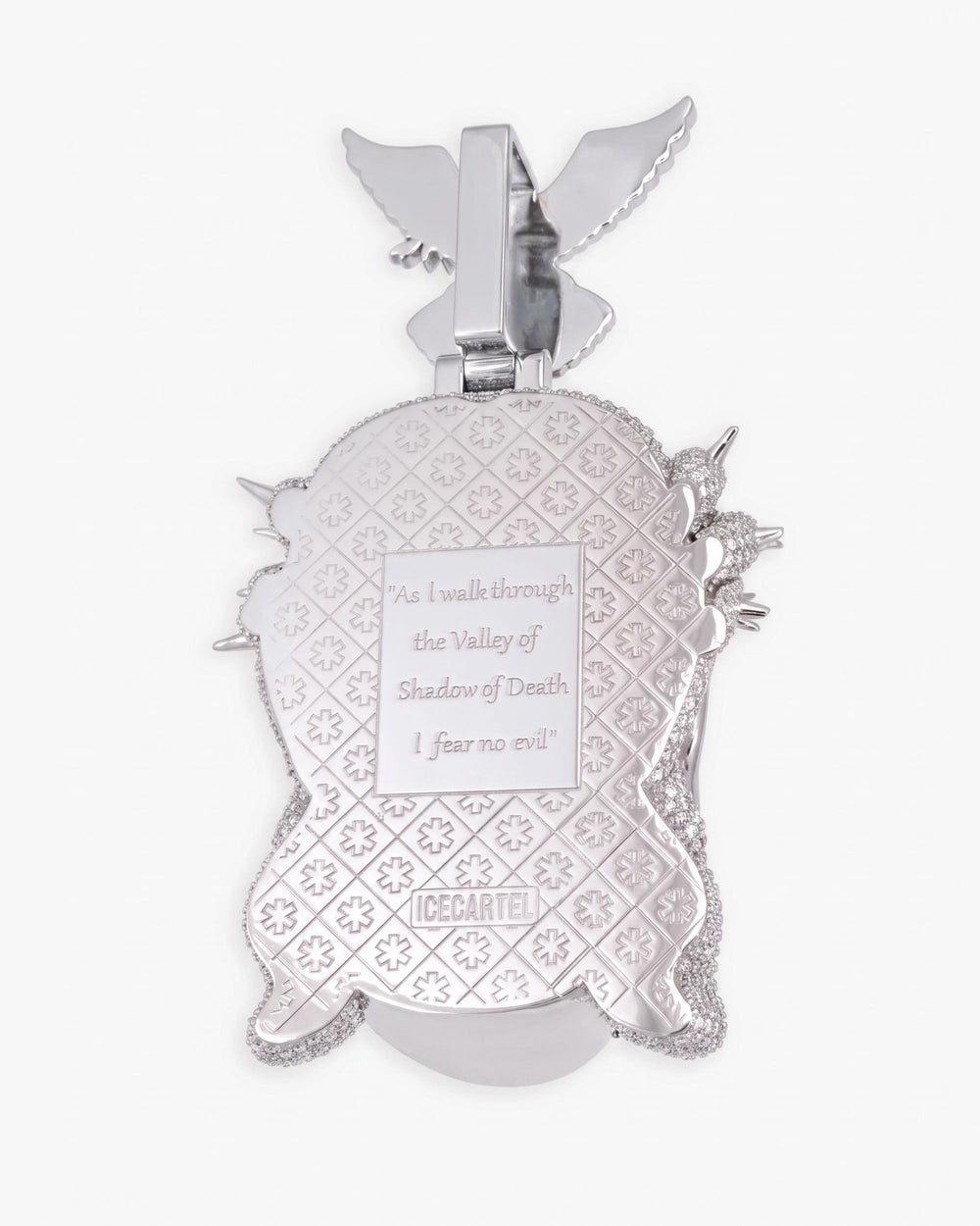 Enamel Moissanite Jesus Pendant 14K Gold - White Gold