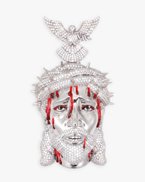Enamel Moissanite Jesus Pendant 14K Gold