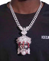 Enamel Moissanite Jesus Pendant 14K Gold - White Gold