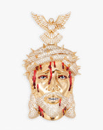 Enamel Moissanite Jesus Pendant 14K Gold - Yellow Gold