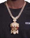 Enamel Moissanite Jesus Pendant 14K Gold - Yellow Gold