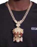 Enamel Moissanite Jesus Pendant 14K Gold - Yellow Gold