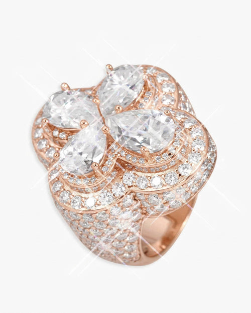 four leaf clover ring 14k gold icecartel rose side
