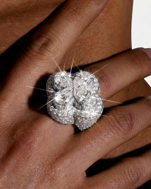 four leaf clover ring 14k gold icecartel white model