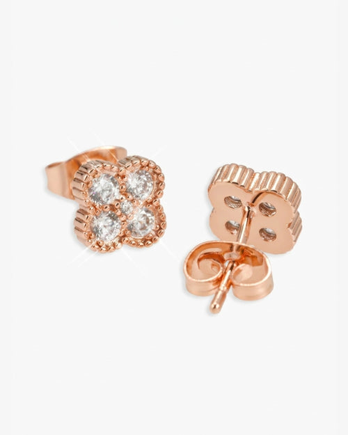 four leaf moissanite pointer earrings 14k gold icecartel rose main front