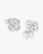 Four Leaf Moissanite Pointer Earrings 14K Gold - White Gold