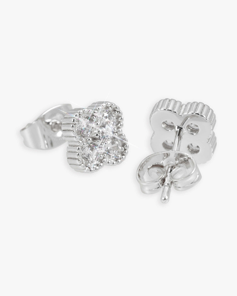 four leaf moissanite pointer earrings 14k gold icecartel white main