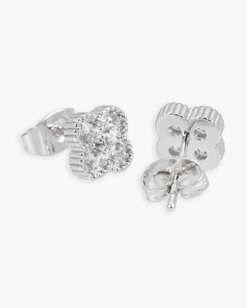 four leaf moissanite pointer earrings 14k gold icecartel white main