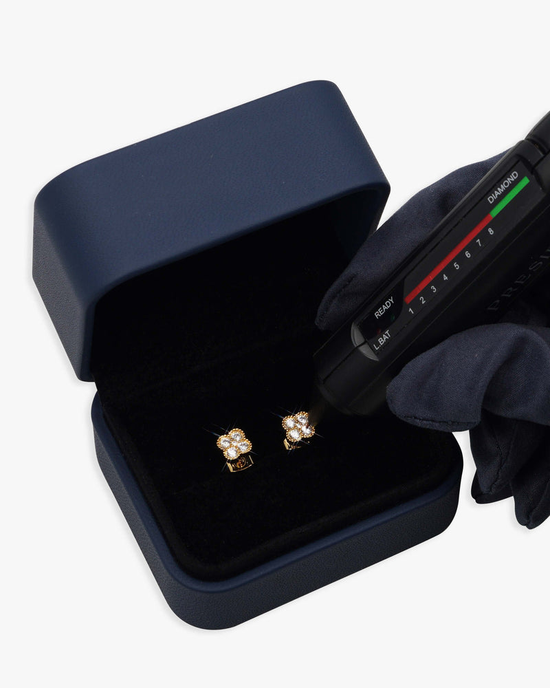 Four Leaf Moissanite Pointer Earrings 14K Gold - Yellow Gold