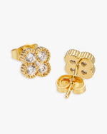 Four Leaf Moissanite Pointer Earrings 14K Gold - Yellow Gold