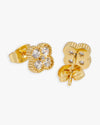 Four Leaf Moissanite Pointer Earrings 14K Gold - Yellow Gold