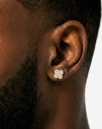Four Leaf Moissanite Pointer Earrings 14K Gold - Yellow Gold