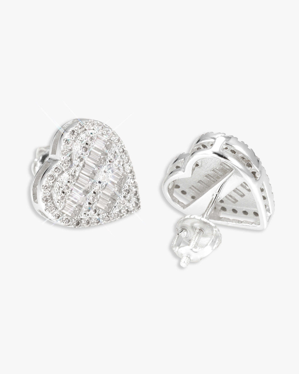 Giant Heart Moissanite Earrings 14K Gold - White Gold