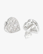 Giant Heart Moissanite Earrings 14K Gold - White Gold