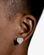 Giant Heart Moissanite Earrings 14K Gold - White Gold