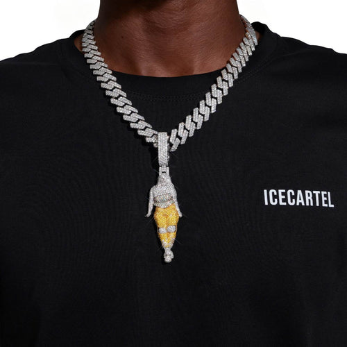 goddess custom moissanite logo pendant 14k gold ICECARTEL model