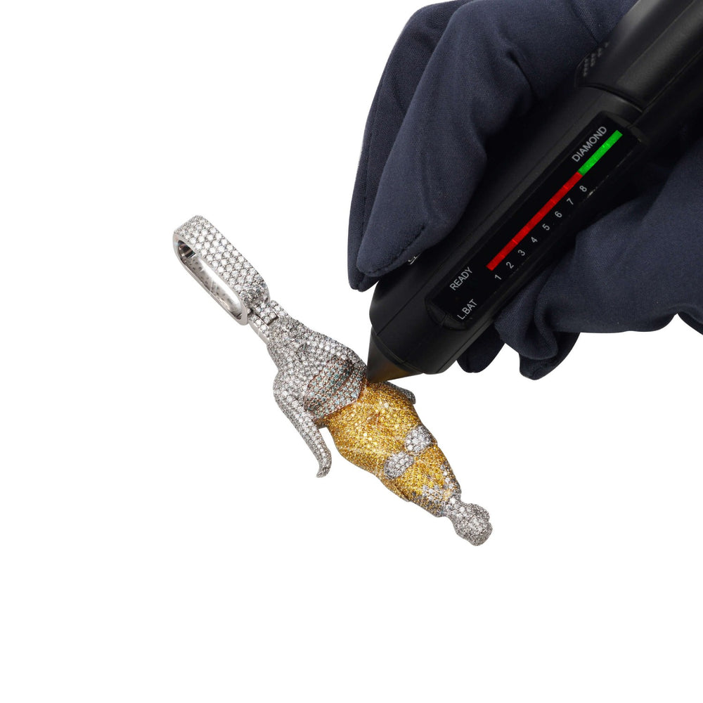 goddess custom moissanite logo pendant 14k gold ICECARTEL test