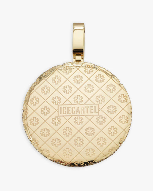 golden ball custom circle pendant 14k gold icecartel back