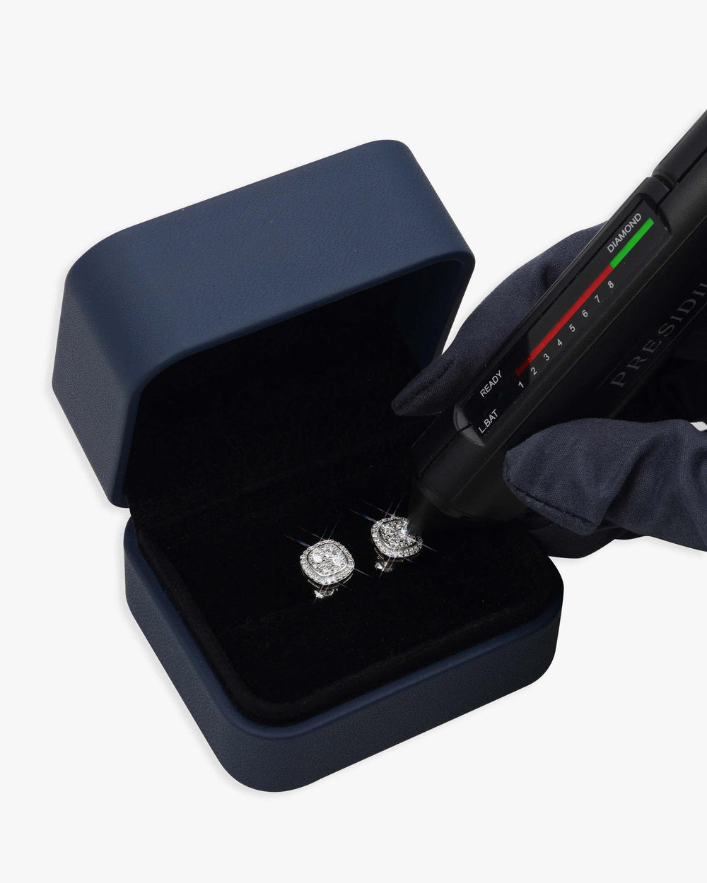 halo channel set moissanite earrings 14k gold icecartel box