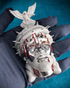 Enamel Moissanite Jesus Pendant 14K Gold - White Gold