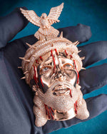 Enamel Moissanite Jesus Pendant 14K Gold - Rose Gold