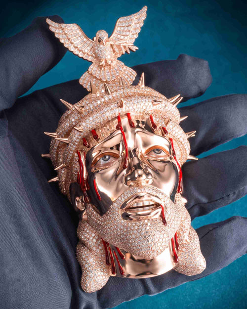 hand bloody enamel moissanite jesus pendant icecartel rose