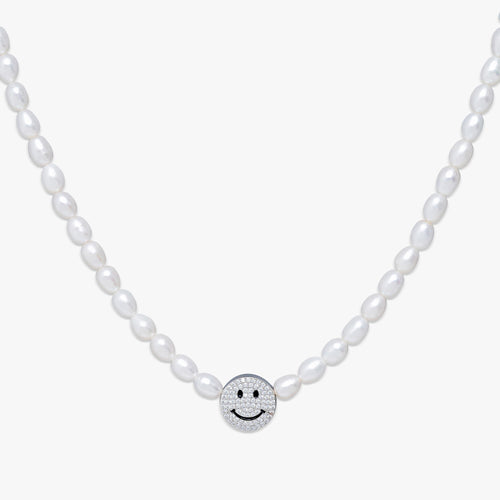 collier de perles ovales "happy face