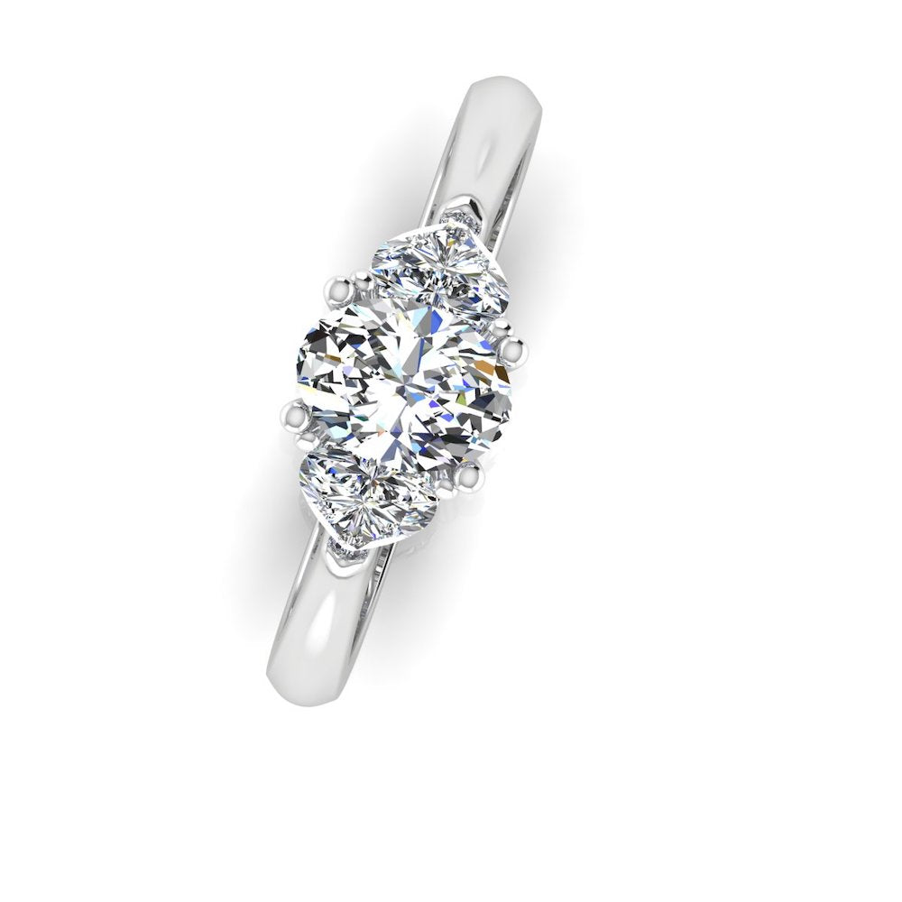 Heart Crown Three-Stone Oval Moissanite Engagement Ring top 2