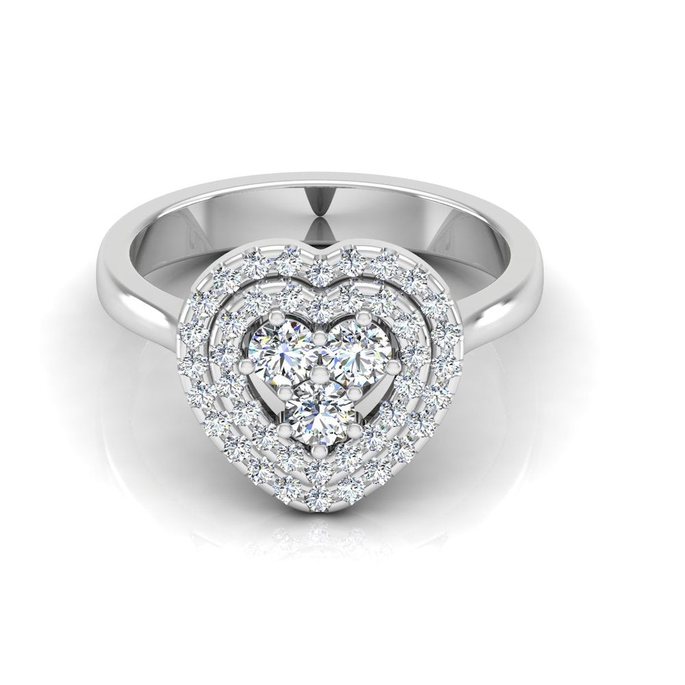 Heart Halo Brilliant Moissanite Engagement Ring front