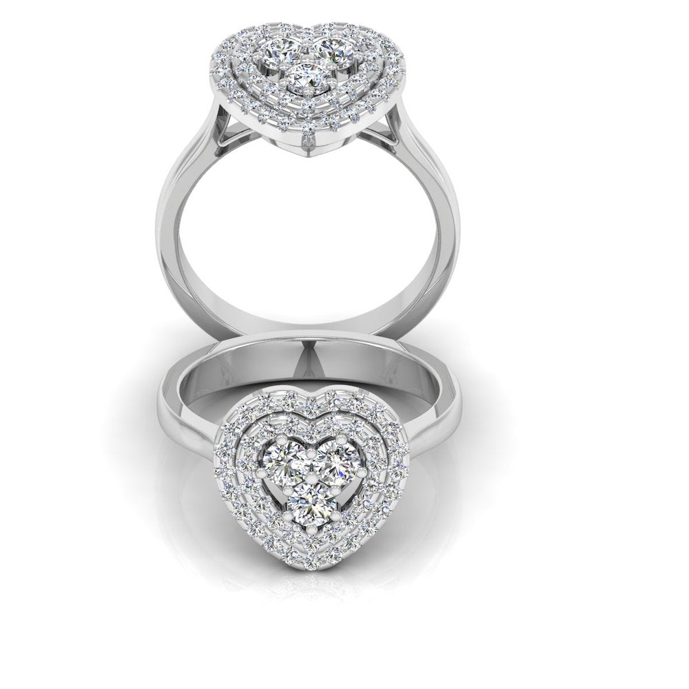Heart Halo Brilliant Moissanite Engagement Ring set