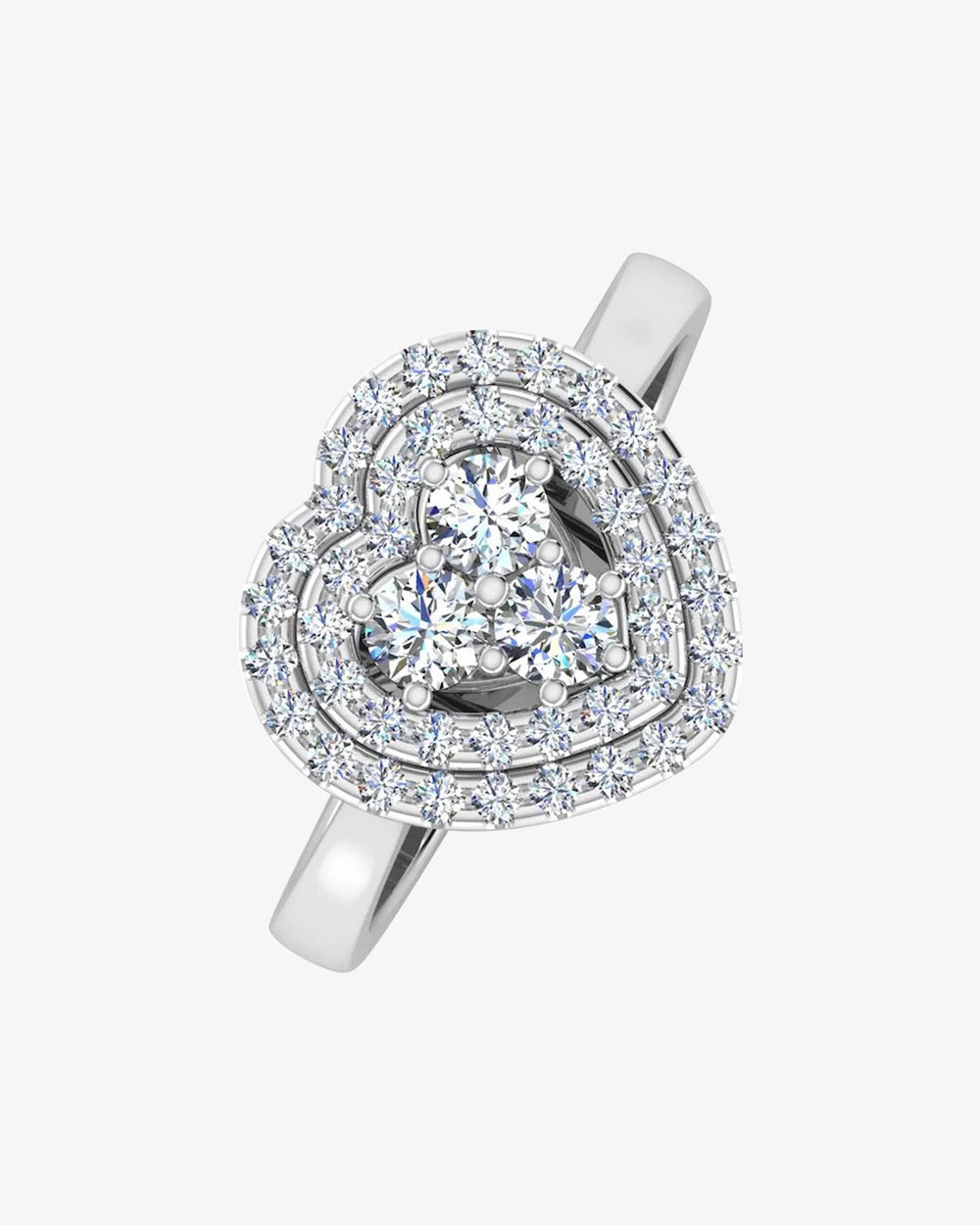 heart halo brilliant moissanite engagement ring side view