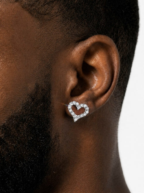 Heart Shaped Hollow Moissanite Earrings 14K Gold