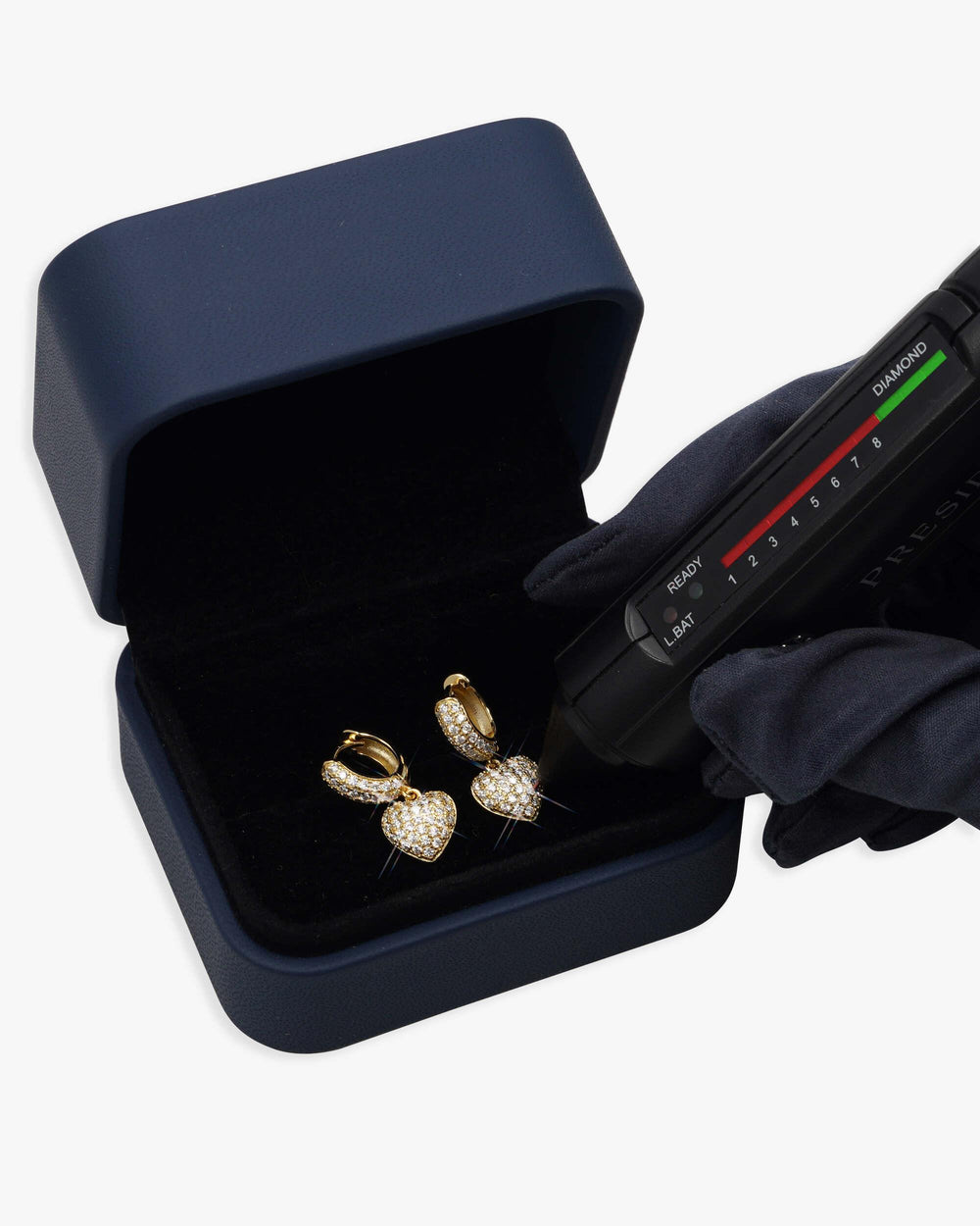 heart shaped moissanite drop earrings 14k gold icecartel box