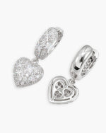 Heart Shaped Moissanite Drop Earrings 14K Gold - White Gold