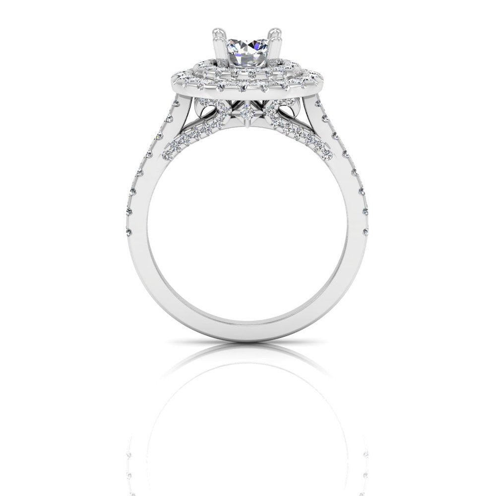 Hidden Halo Cathedral Brilliant Cut Moissanite Engagement Ring Cathedral