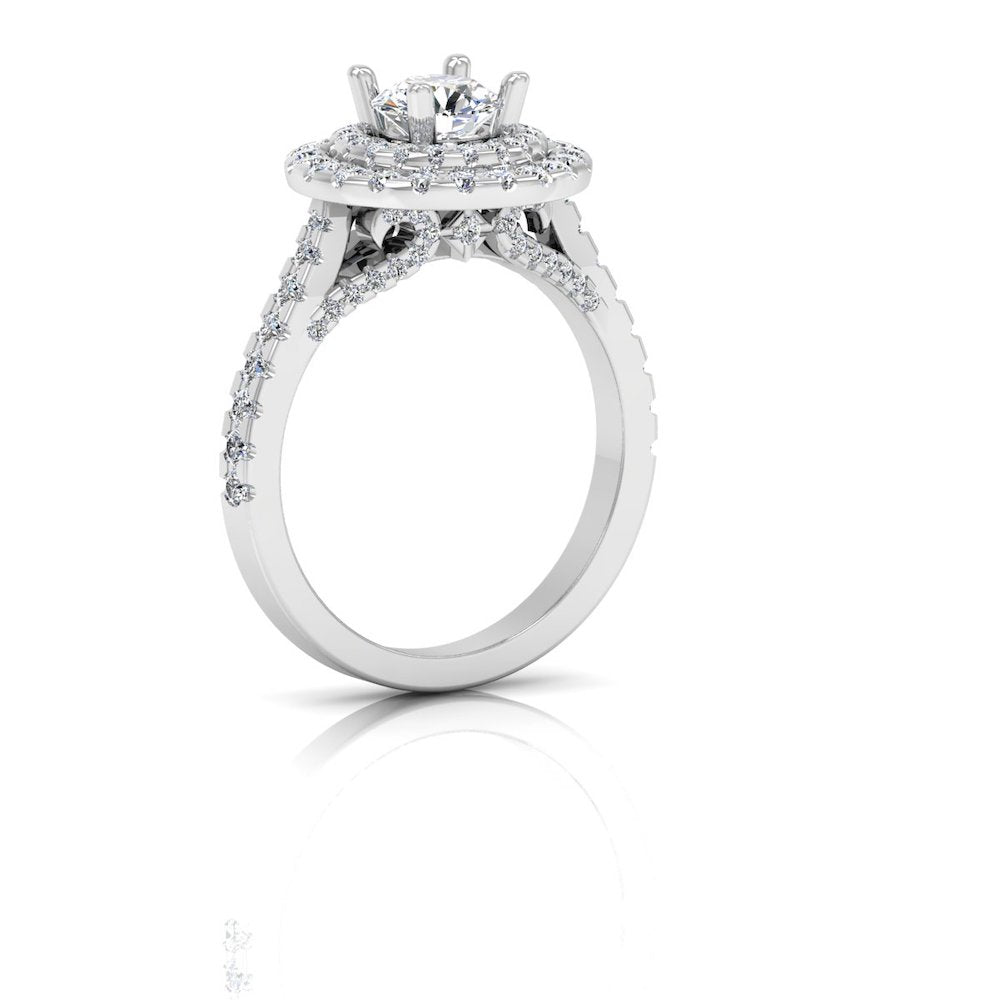 Hidden Halo Cathedral Brilliant Cut Moissanite Engagement Ring side