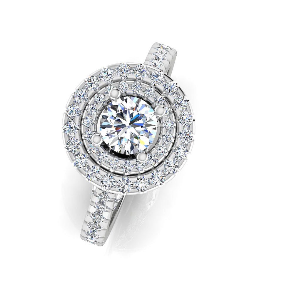 Hidden Halo Cathedral Brilliant Cut Moissanite Engagement Ring top