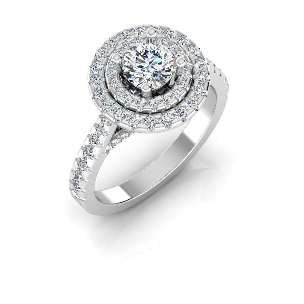 Hidden Halo Cathedral Brilliant Cut Moissanite Engagement Ring