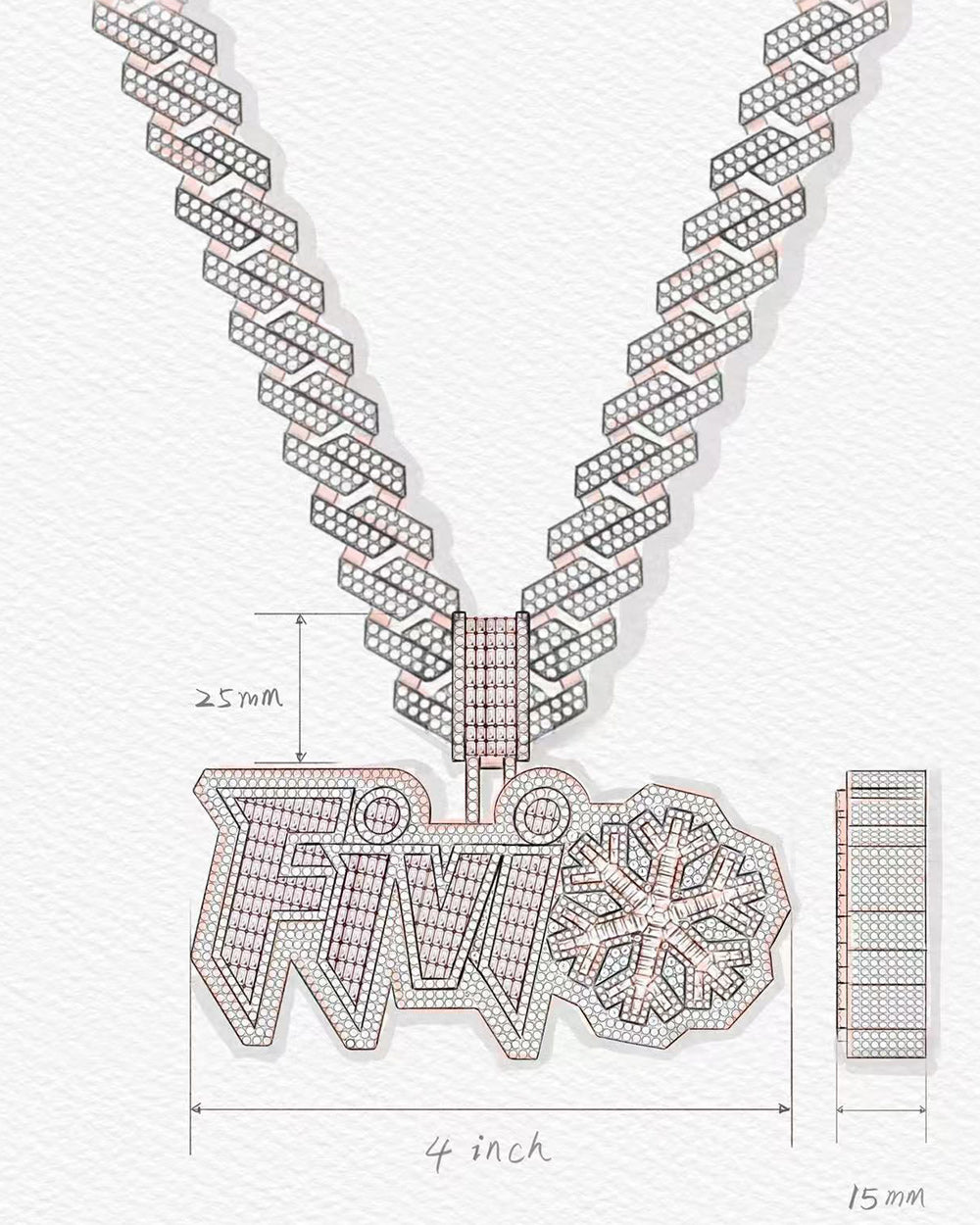 icecartel fivio foreign custom diamond iced out pendant sketch design