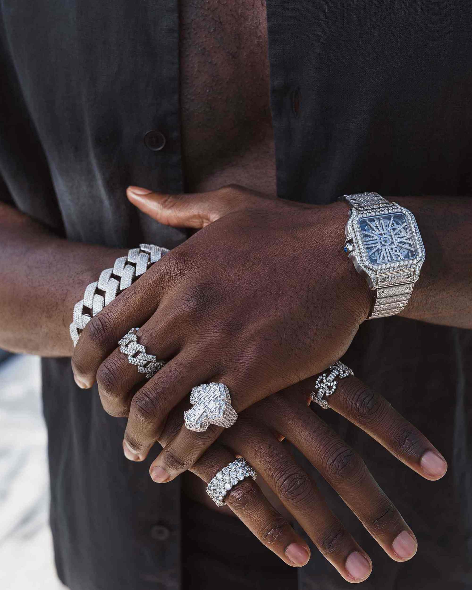 指輪・リング CROSS RING Showyrenzo EL Jewelry Iced Out VVS Fleur Cross Ring 14K Gold - IceCartel