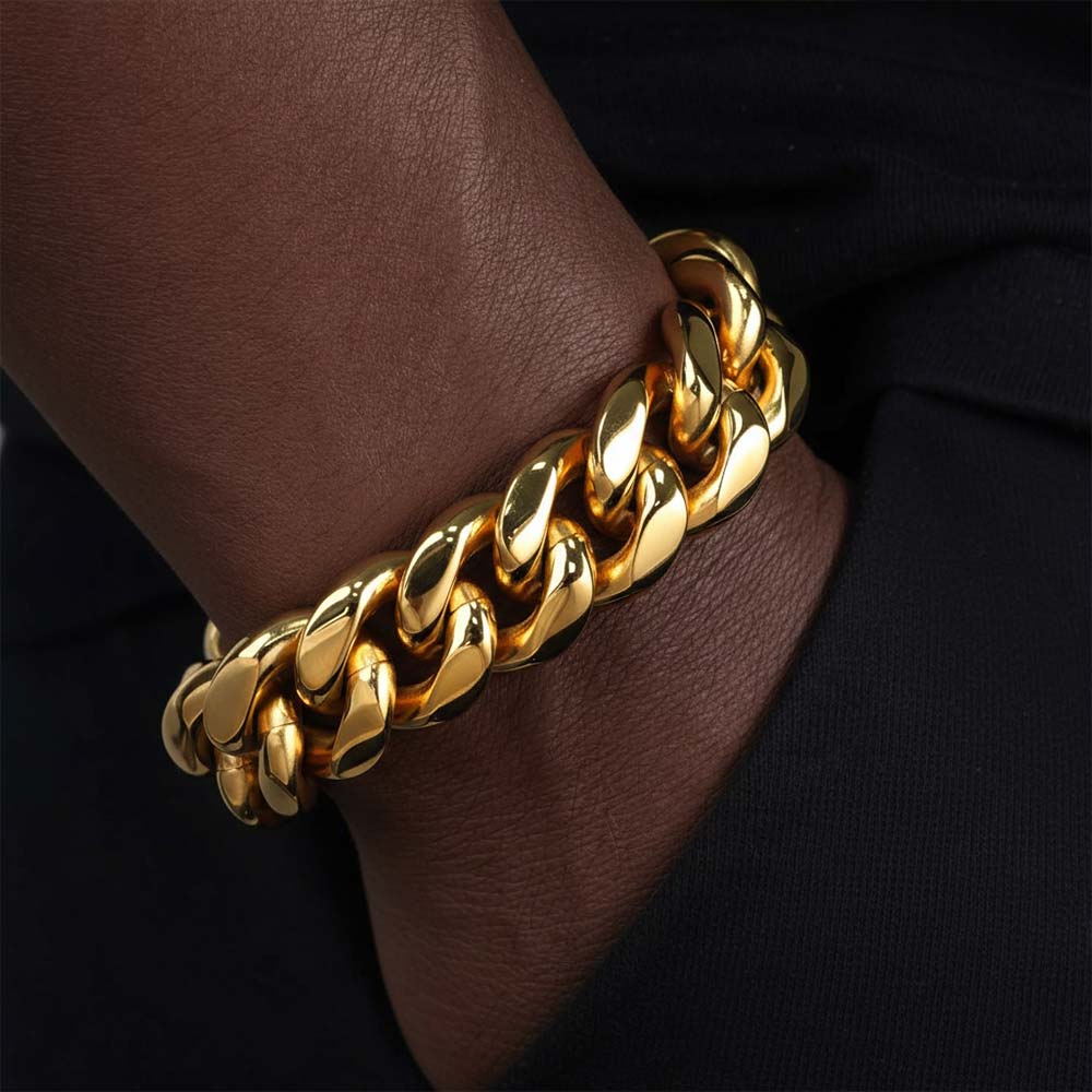 18MM Cuban Link Bracelet 14K Gold