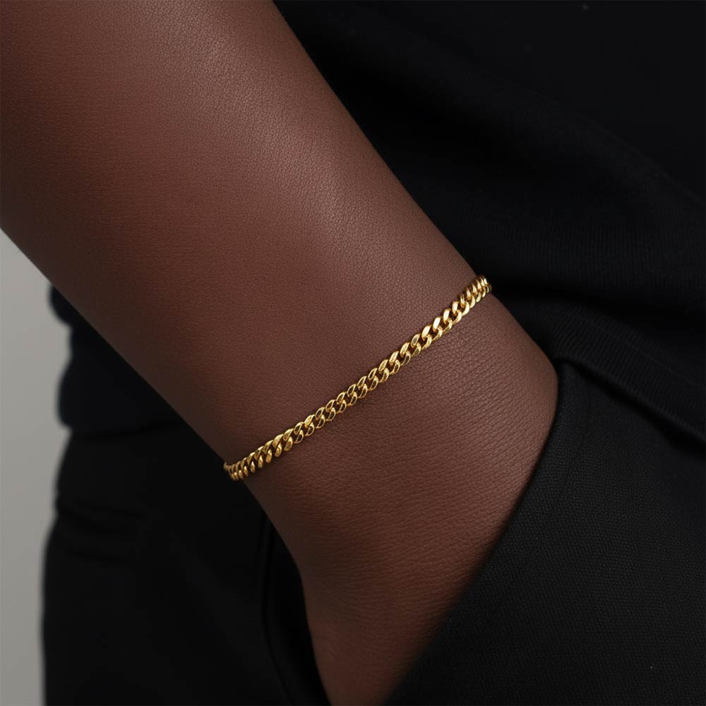 3MM Cuban Link Chain and Bracelet Bundle 14K Gold